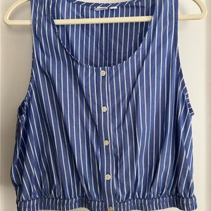 GAP Blue and White Striped Button-Down Blouse